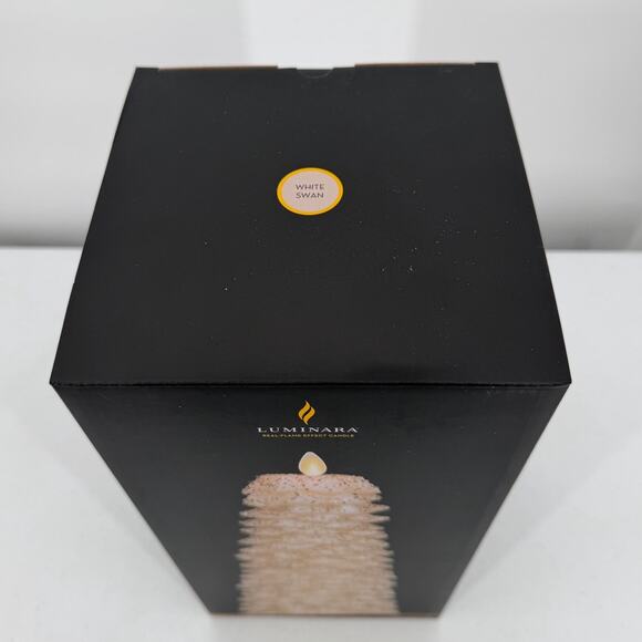 BRAND NEW Luminara Flameless Wax Glitter Candle North Tree White Swan 13 inches - Picture 2 of 7